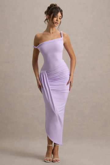 Angelique Lilac Twisted Asymmetric Maxi Dress